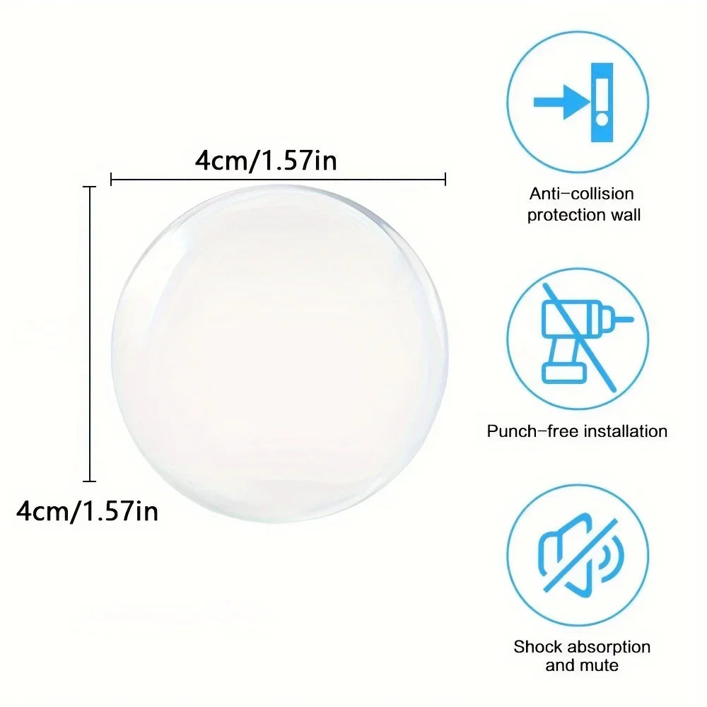 Clear Silicone Door Knob Wall Protector Pads — Self-Adhesive Bumper Stickers to Prevent Wall Damage (6 Pack)