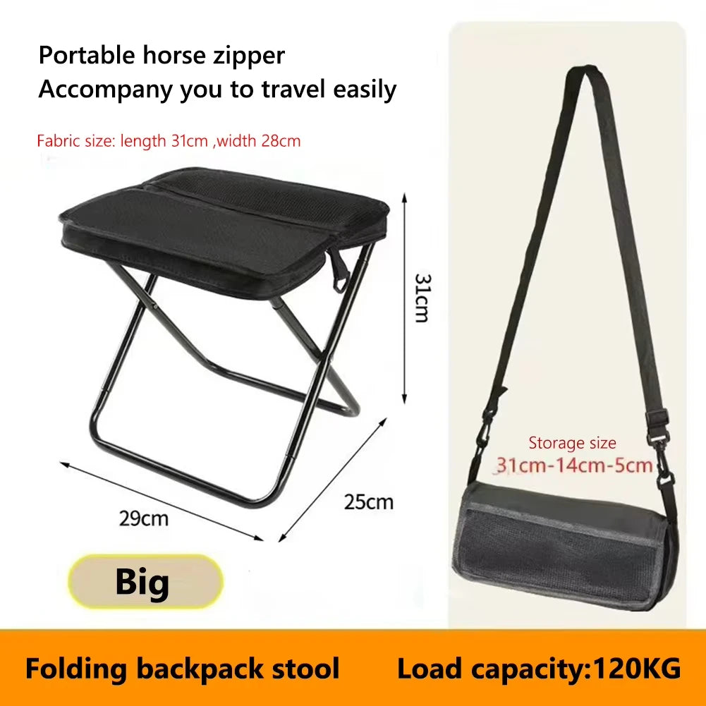Folding Camping Stool with Shoulder Bag — Portable for Hiking, Fishing & Outdoor Use