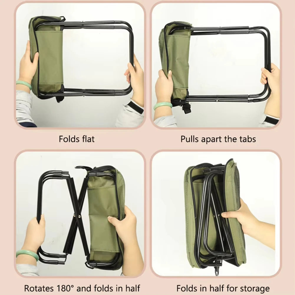 Folding Camping Stool with Shoulder Bag — Portable for Hiking, Fishing & Outdoor Use