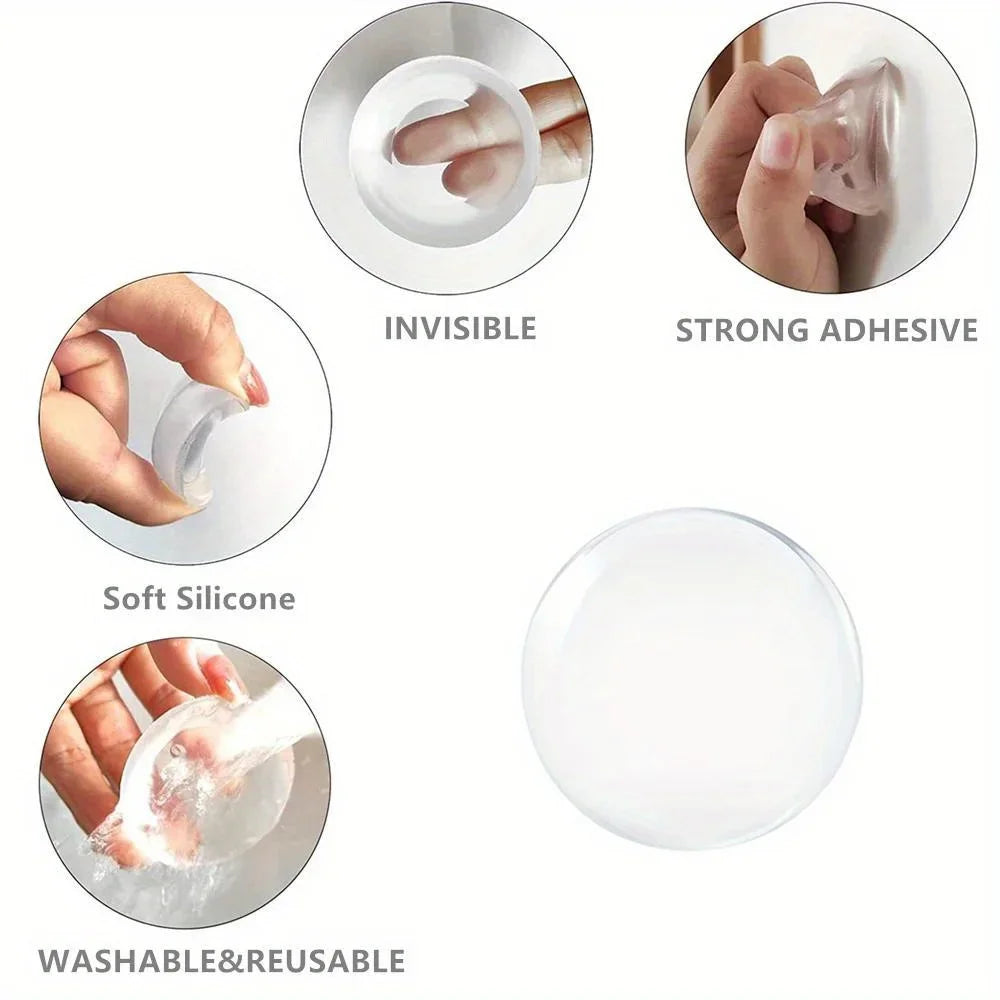 Clear Silicone Door Knob Wall Protector Pads — Self-Adhesive Bumper Stickers to Prevent Wall Damage (6 Pack)