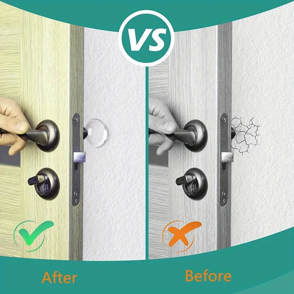 Clear Silicone Door Knob Wall Protector Pads — Self-Adhesive Bumper Stickers to Prevent Wall Damage (6 Pack)