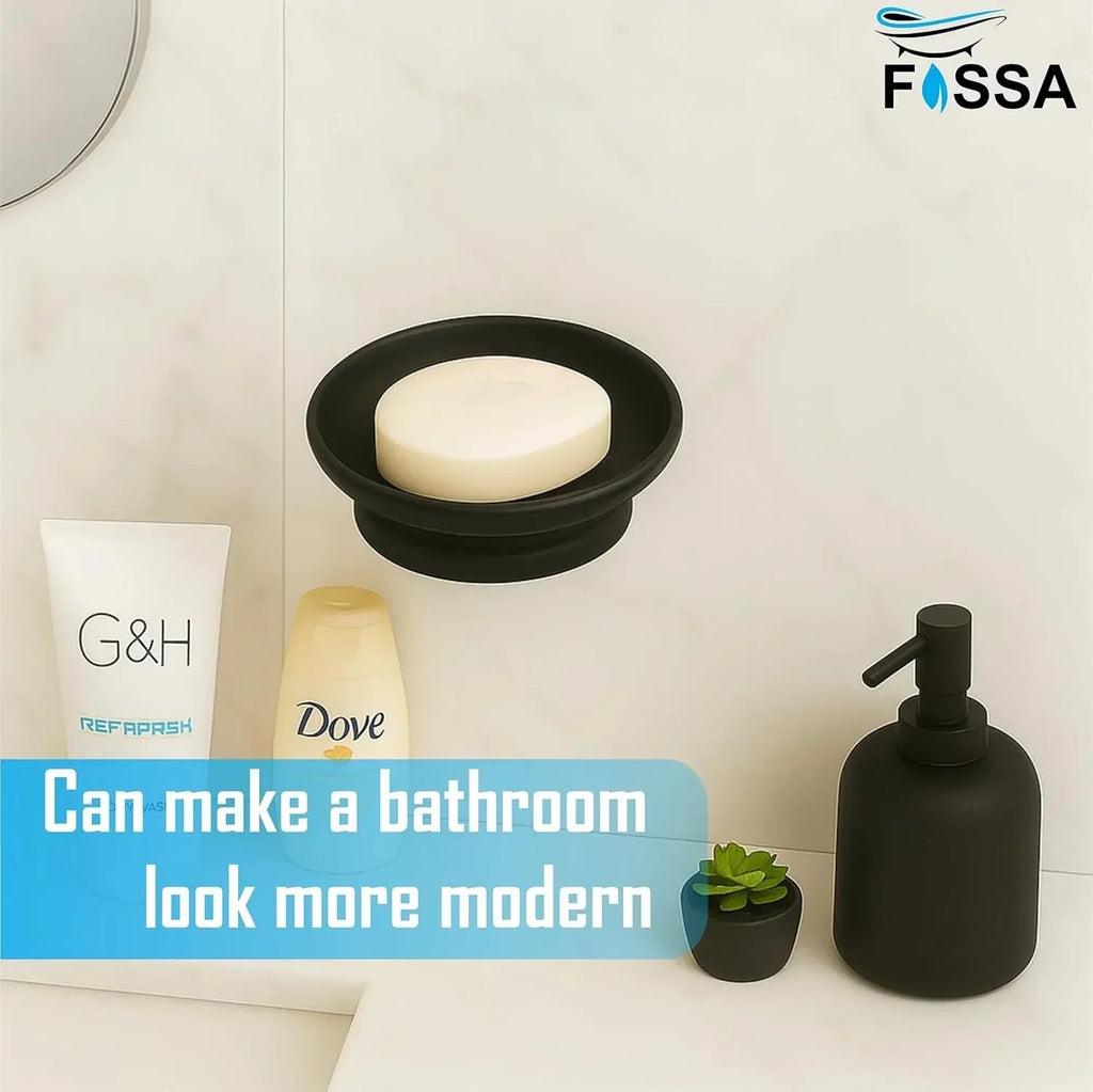 Ceramic Black Unbreakable Soap Dish  Round Glossy Finish (RB-121)
