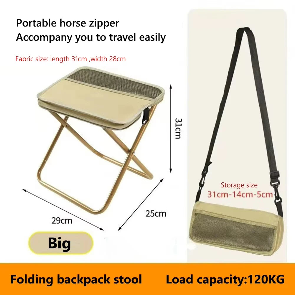 Folding Camping Stool with Shoulder Bag — Portable for Hiking, Fishing & Outdoor Use