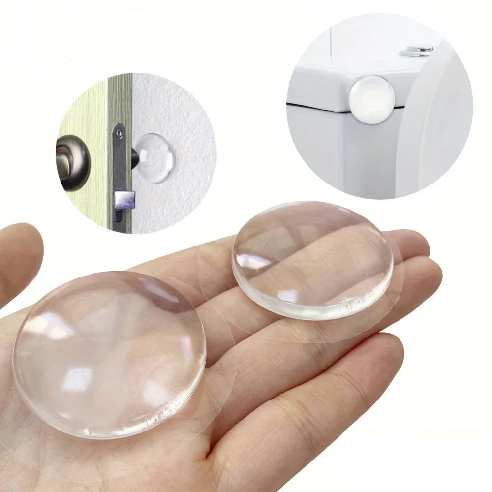 Clear Silicone Door Knob Wall Protector Pads — Self-Adhesive Bumper Stickers to Prevent Wall Damage (6 Pack)