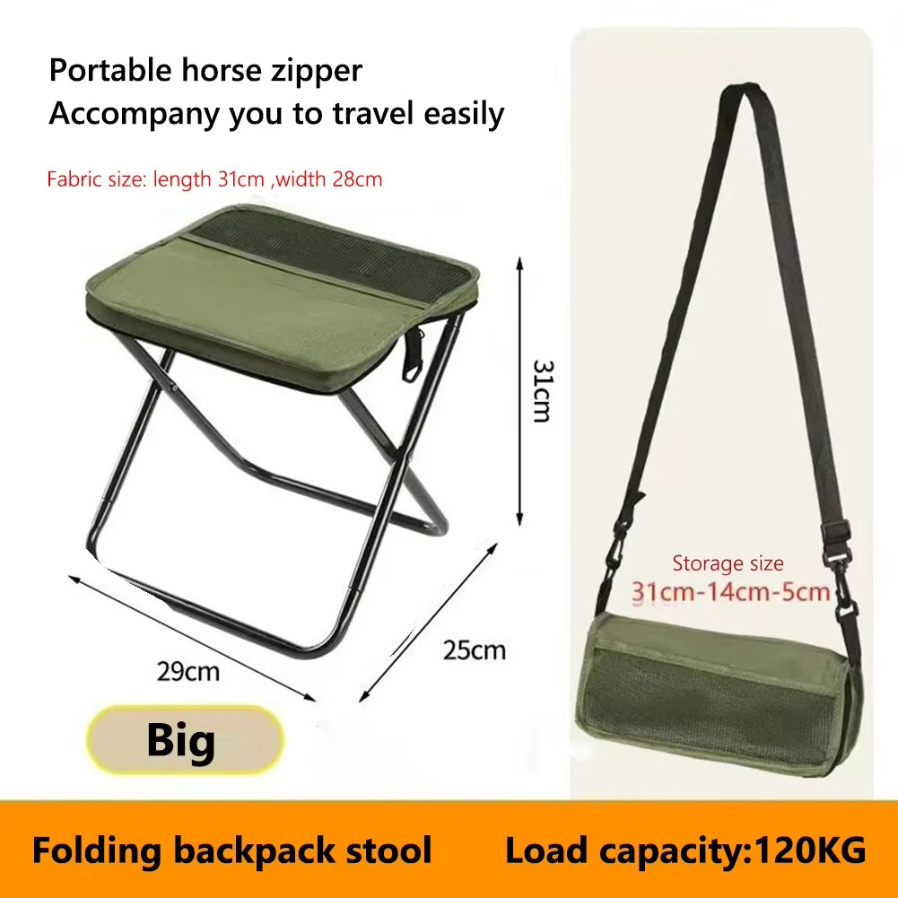 Folding Camping Stool with Shoulder Bag — Portable for Hiking, Fishing & Outdoor Use